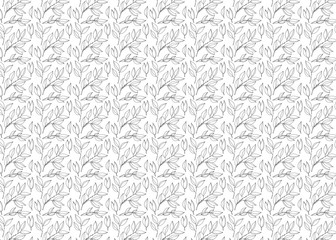 Outline pattern. Black and white foliage pattern