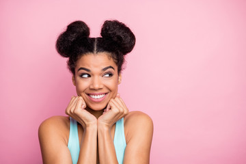 Close-up portrait of her she nice attractive lovely pretty cute curious charming cheerful cheery...