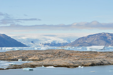 Greenland ice sheet shot from Isortoq island