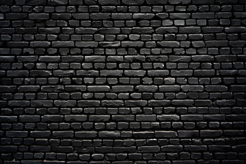 Black brick wall as background or wallpaper or texture