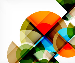 Obraz premium Abstract background, circle and triangle design round shapes overlapping. Geometric trendy template. Vector Illustration For Wallpaper, Banner, Background, Card, Book Illustration, landing page