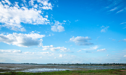 Blue sky clouds background. Beautiful landscape with clouds