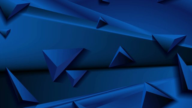 Deep blue abstract corporate motion design with 3d triangle pyramids. Geometric futuristic background. Seamless loop. Video animation Ultra HD 4K 3840x2160
