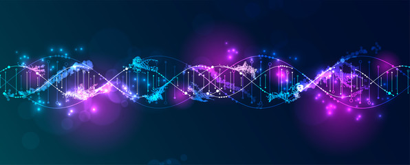 Science template, wallpaper or banner with a DNA virus molecules.  Vector illustration.
