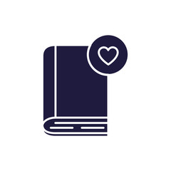 Isolated education book and heart button silhouette style icon vector design
