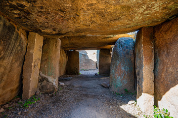Dolmen of Lacara, funeral chamber near La Nava de Santiago, Extremadura. Spain