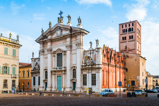 The cathedral of San Pietro apostolo, the main place of worship in the city of Mantua in Sordello square