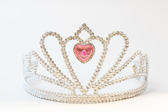 Silver princess crown on the white background