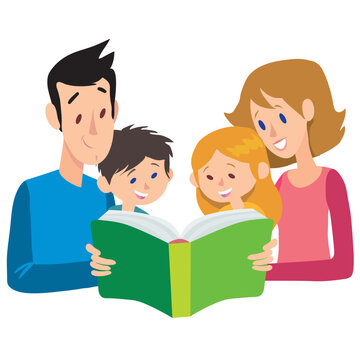 Family with book readimg