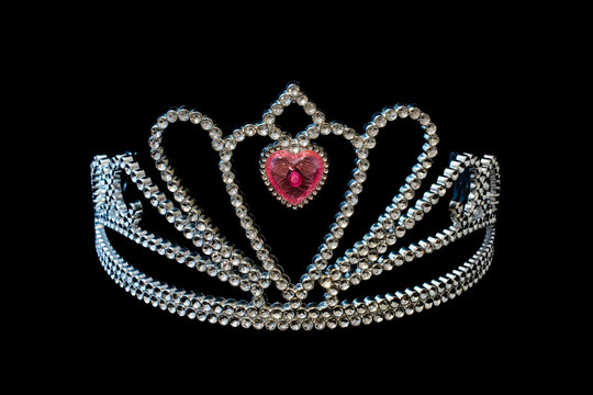 Silver princess crown on the black background