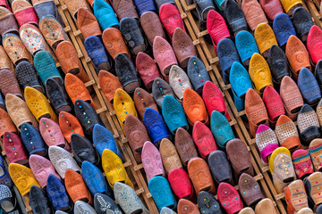 Colorful traditional Moroccan slippers (babouche).