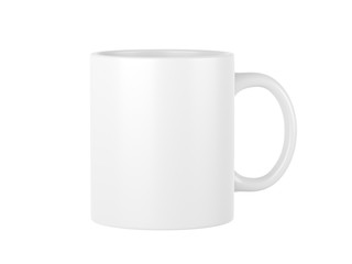 White mug isolated on white background. 3d illustration. Single object.