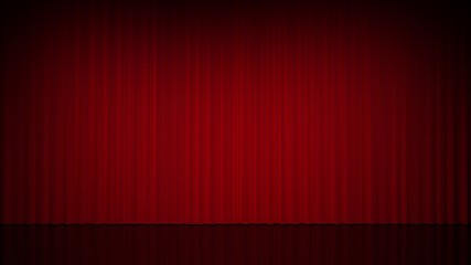 Red velvet curtain. 3d illustration. Closed.