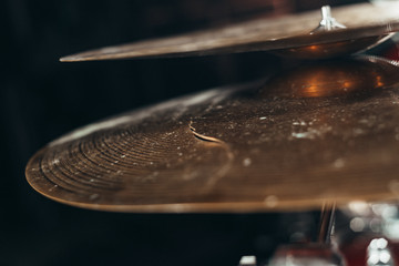 Obraz na płótnie Canvas Closeup of cymbals, cymbals for drums