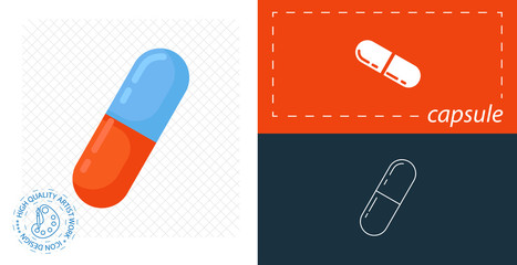 capsule flat icon. vector illustration.