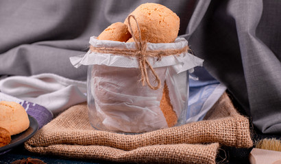 The jar of biscuits with dark background