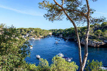Cala Figuera port with boats in Mediterranean Sea