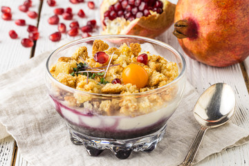 Healthy breakfast concept in jar.