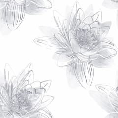 Seamless pattern with flowers of lotus.