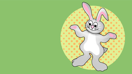 The cute cartoon illustration picture of a rabbit stand greeting. ( vector )