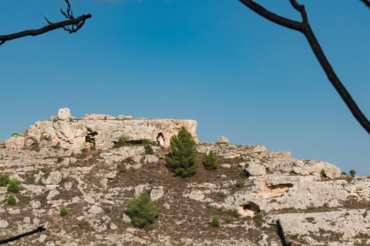 Cave Dwelling In Mountains Of Matera, Italy