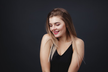 Fototapeta premium Beautiful lady with natural makeup and smooth healthy skin