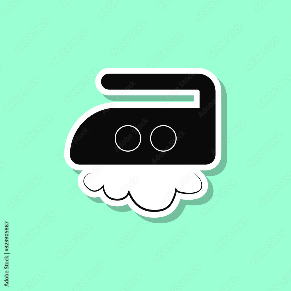 Poster ironing at an average temperature of up to 180 degrees sticker style icon. simple thin line, outline
