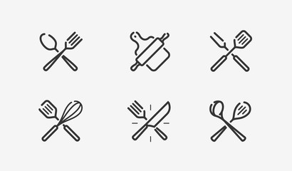Cooking icon set. Culinary, restaurant, menu, symbol. Vector