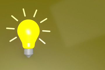 Light bulb with yellow background isolated