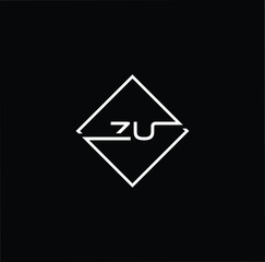Outstanding professional elegant trendy awesome artistic black and white color ZU UZ initial based Alphabet icon logo.