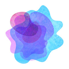 Watercolor abstract modern flat geometric transparent liquid shape forms.