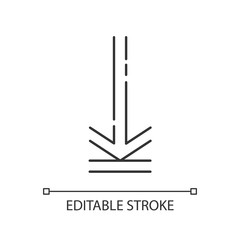 Down arrow, upload pixel perfect linear icon. Downloading process, web cursor. Thin line customizable illustration. Contour symbol. Vector isolated outline drawing. Editable stroke