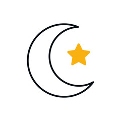 Ramadan moon and star half line half color style icon vector design