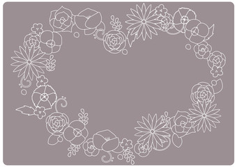 花のフレーム　レース　ハート型