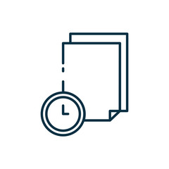 Isolated data document and clock line style icon vector design