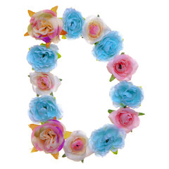 Fototapeta na wymiar Letter D made of flowers, english alphabet. Isolated on white background