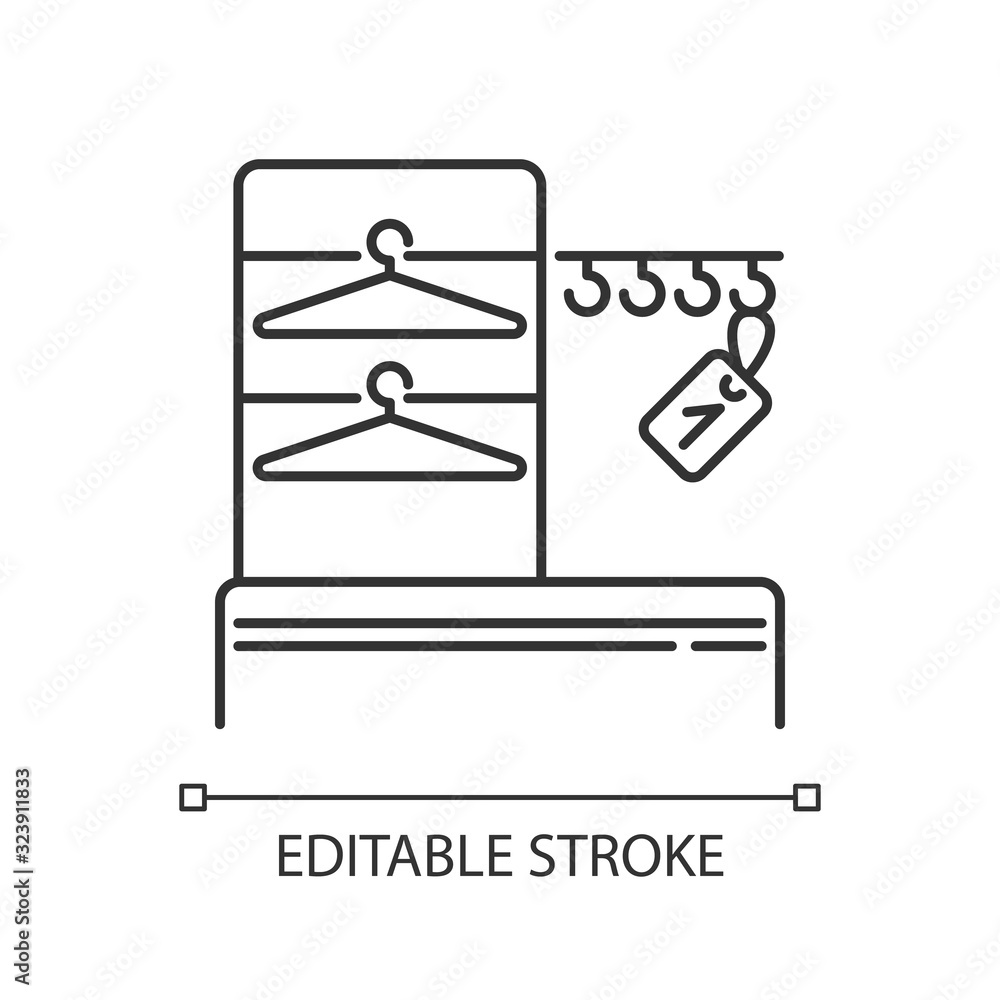 Poster wardrobe pixel perfect linear icon. thin line customizable illustration. dressing room, empty checkr