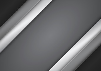 Dark modern paper overlap business background. Stereoscopic lines with shadows and light effects. Geometric design with gray, black colors. Copy space in the middle.