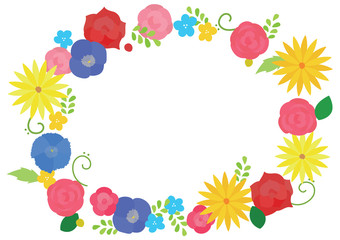 花のフレーム　カラフル