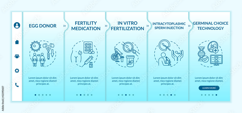 Poster reproductive technology onboarding vector template. in vitro fertilization. egg donor, surrogacy. re