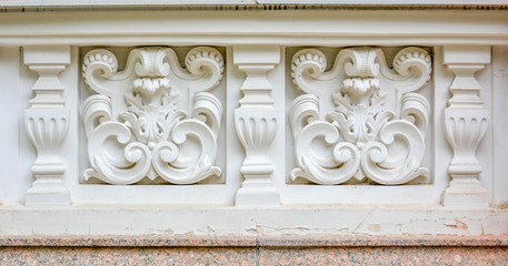 Vintage antique architectural stucco molding decoration, buildings wall texture