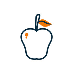 Isolated apple fruit half line half color style iconvector design