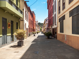 Old spanish town San Cristobal de La Laguna with narrow street and colorful buildings