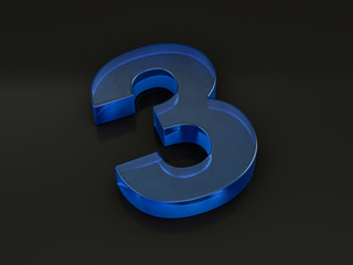 Glass number three on black