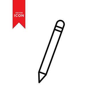 Pencil icon vector. Simple design on white background.