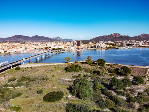 aerial view of the city of olbia, sardinia