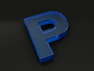 Glass letter P on black