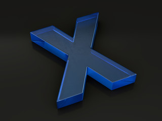 Glass letter X on black