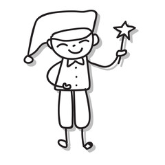Hand drawing doodle cartoon character happy boy happiness abstract people vector illustration for kid