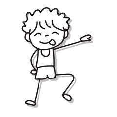 Hand drawing doodle cartoon character happy boy happiness abstract people vector illustration for kid